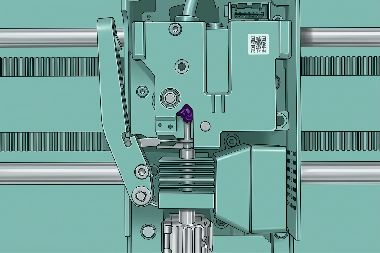 Schematic of filament stuck between gears