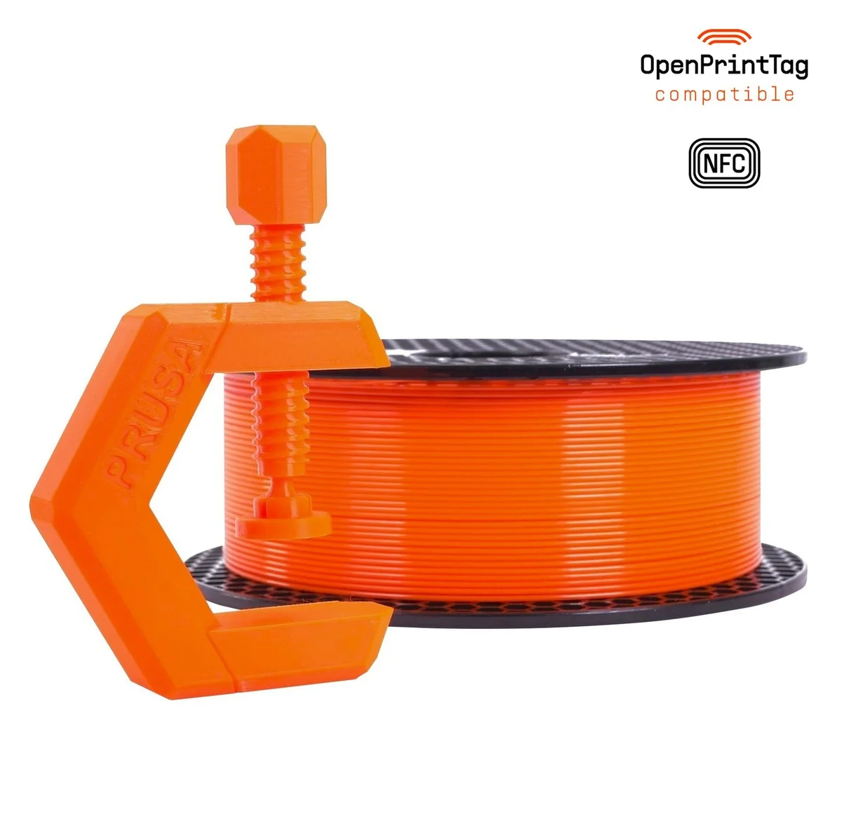 Оранжевая катушка PETG филамента с зажимом Prusa