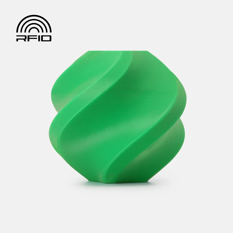 Зеленая 3D-печатная спиральная форма с логотипом RFID