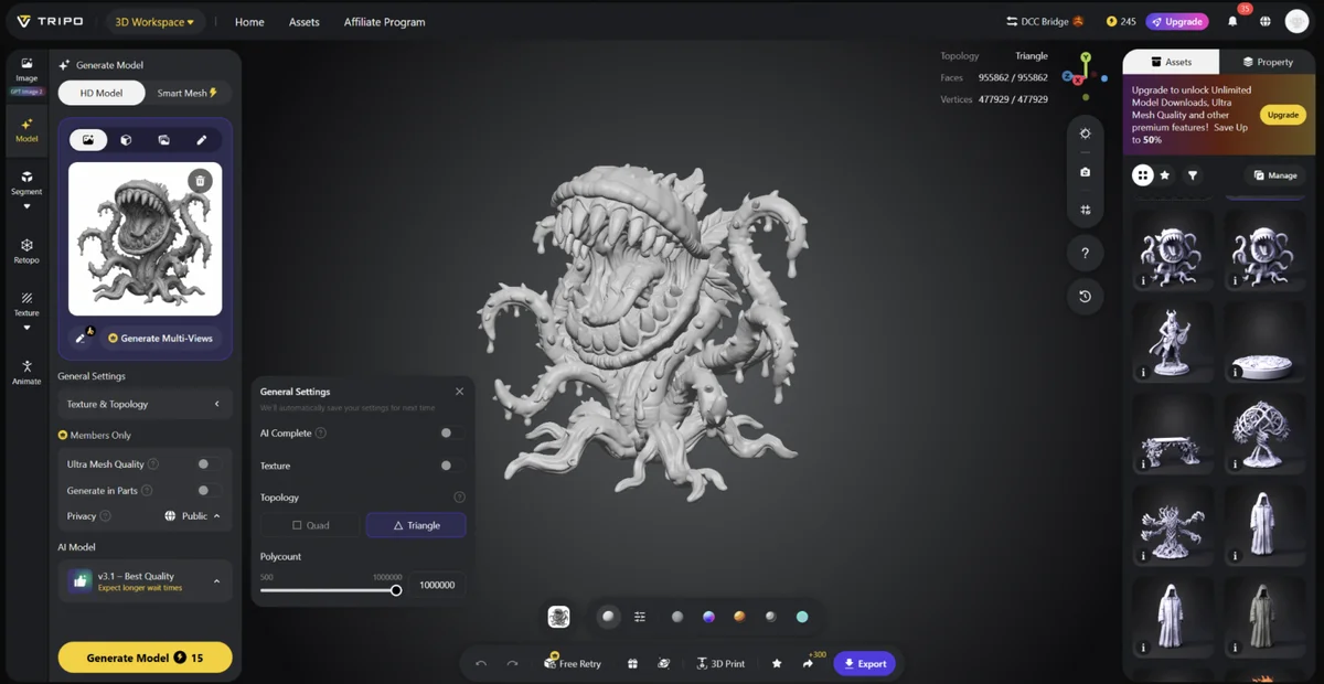 Скриншот интерфейса программы для генерации 3D-моделей из изображений.