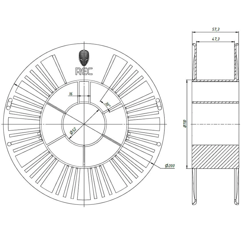 Катушка PA6-пластика REC 1.75мм, 0.5 кг, черная (НФ-00002460)
