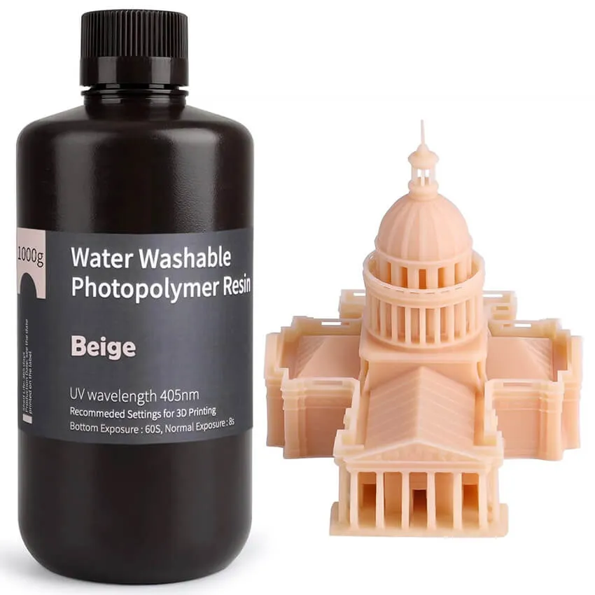 Фотополимерная смола Elegoo Water Washable Resin, бежевая (1 кг)