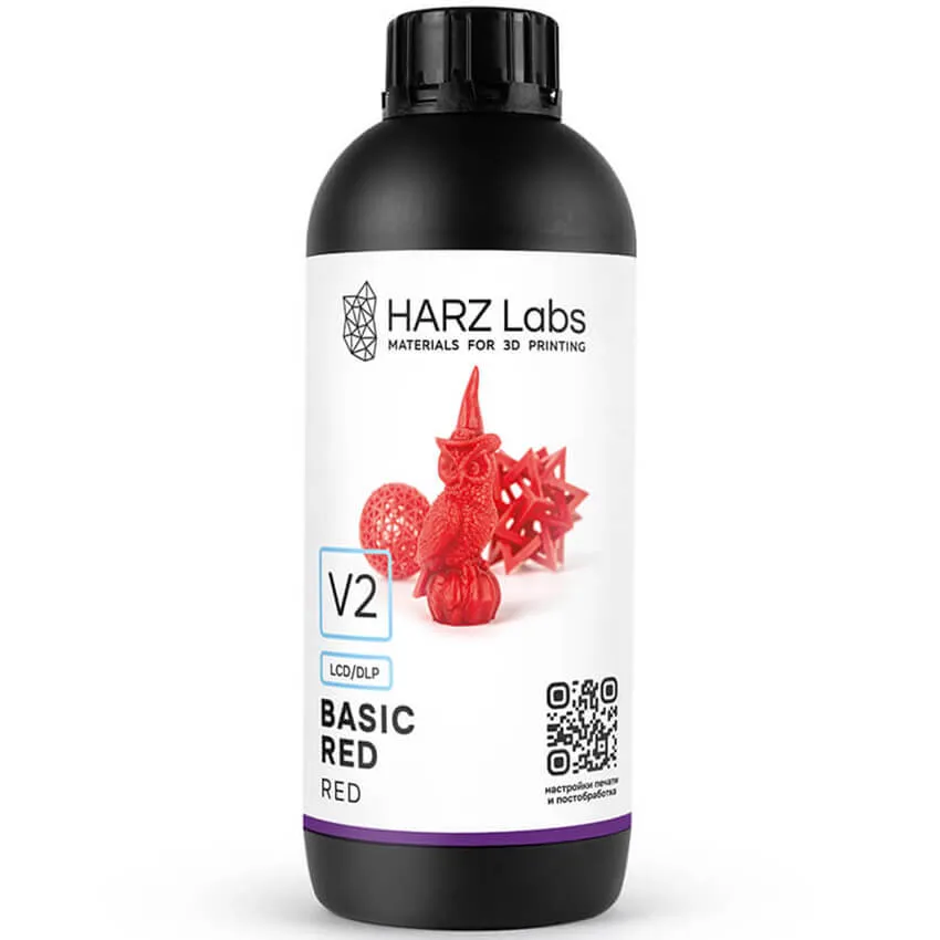 Фотополимерная смола HARZ Labs Basic Red V2, красная (1 кг)
