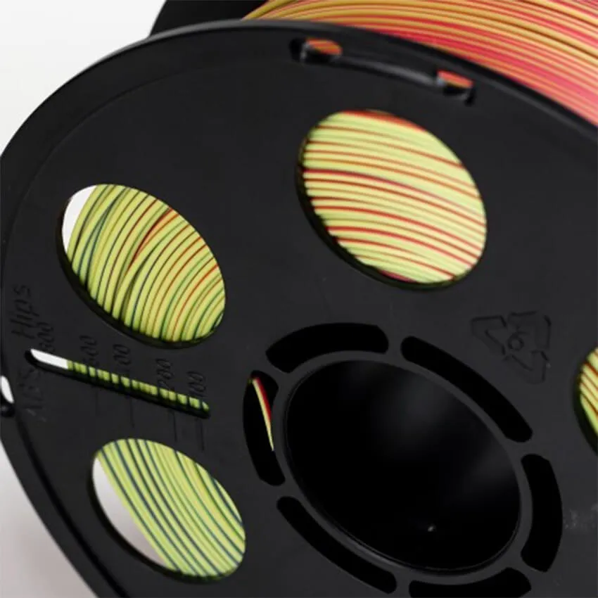 Катушка трёхцветного PLA-шелк  пластика Bestfilament 1.75 мм 1кг., красный-желтый-синий