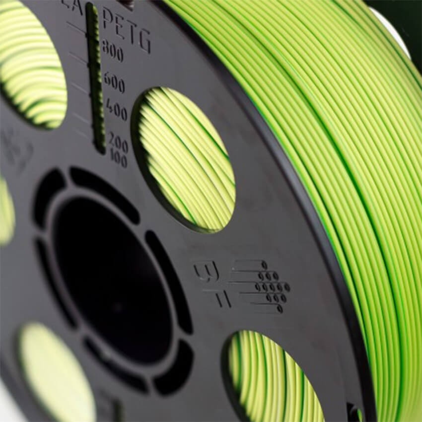 Катушка трёхцветного PLA-шелк  пластика Bestfilament 1.75 мм 1кг., желтый-зеленый-серебро