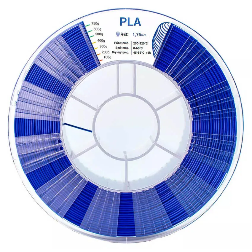 Катушка пластика REC PLA 1.75мм 0,75 кг, синяя