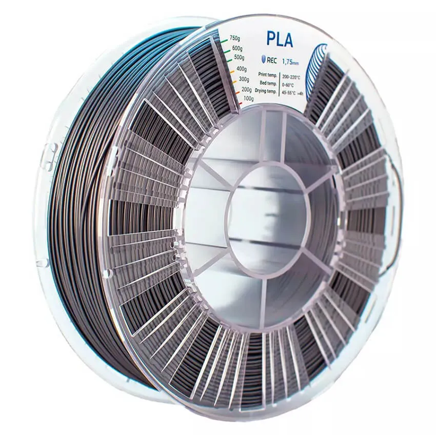 Катушка пластика REC PLA 1.75мм 0,75 кг, серебристая