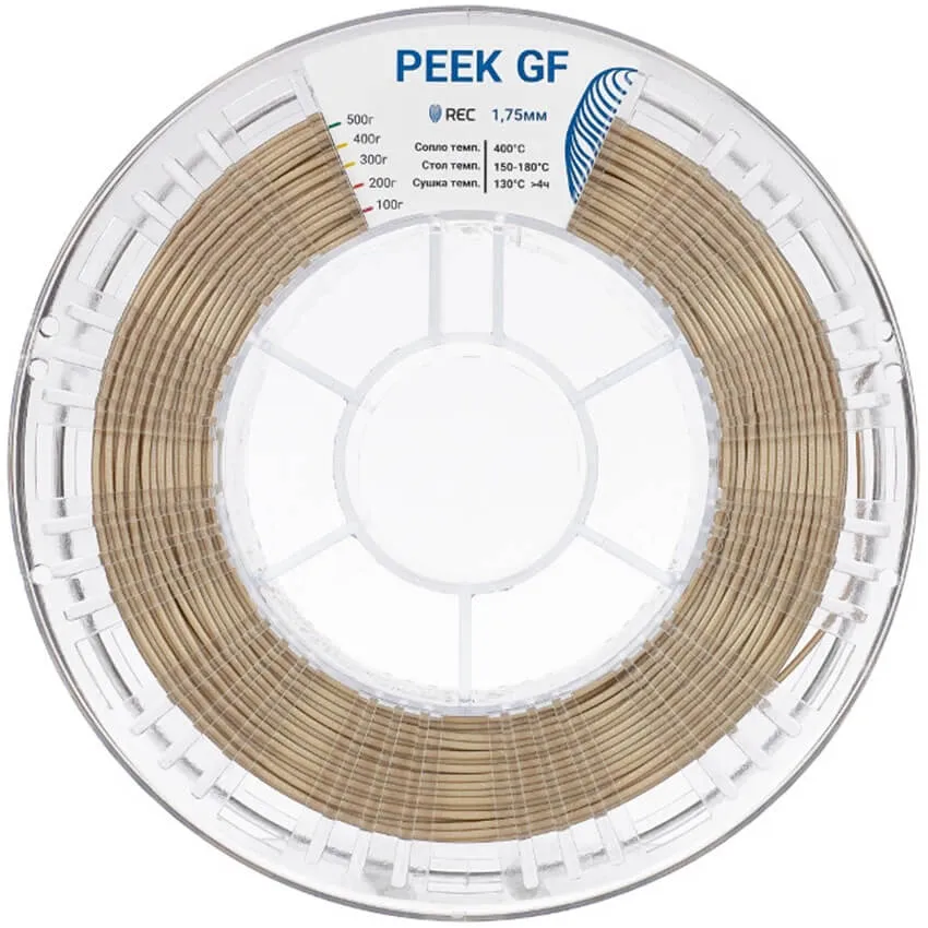 Катушка пластика REC PEEK GF 1.75мм 0.25 кг, натуральная