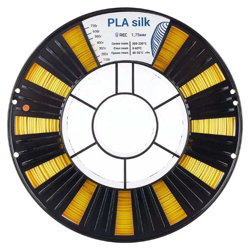 Катушка пластика REC PLA Silk 1.75мм  0.75 кг, золотистая