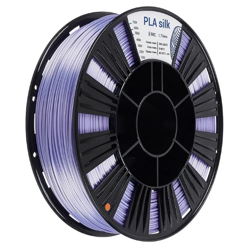 Катушка пластика REC PLA Silk 1.75мм  0.75 кг, фиолетовая