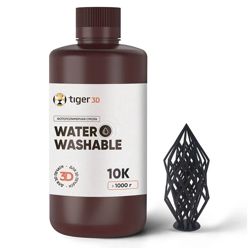 Фотополимерная смола Tiger3D Water Washable 10K, черная (1 кг)