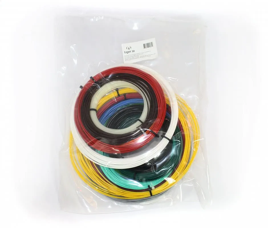 Комплект PLA пластика Tiger 3D 1.75 мм для 3D ручек, 14 цветов по 9 метров каждого цвета