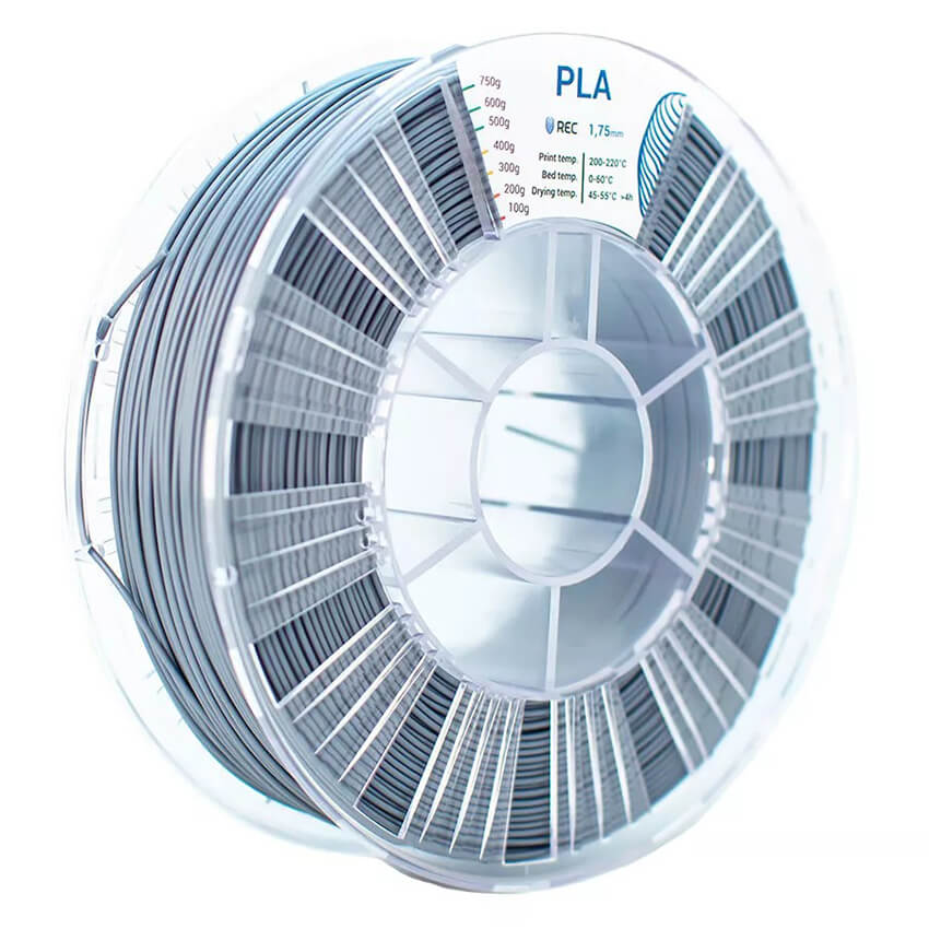 Катушка пластика REC PLA 1.75мм 0,75 кг, серая