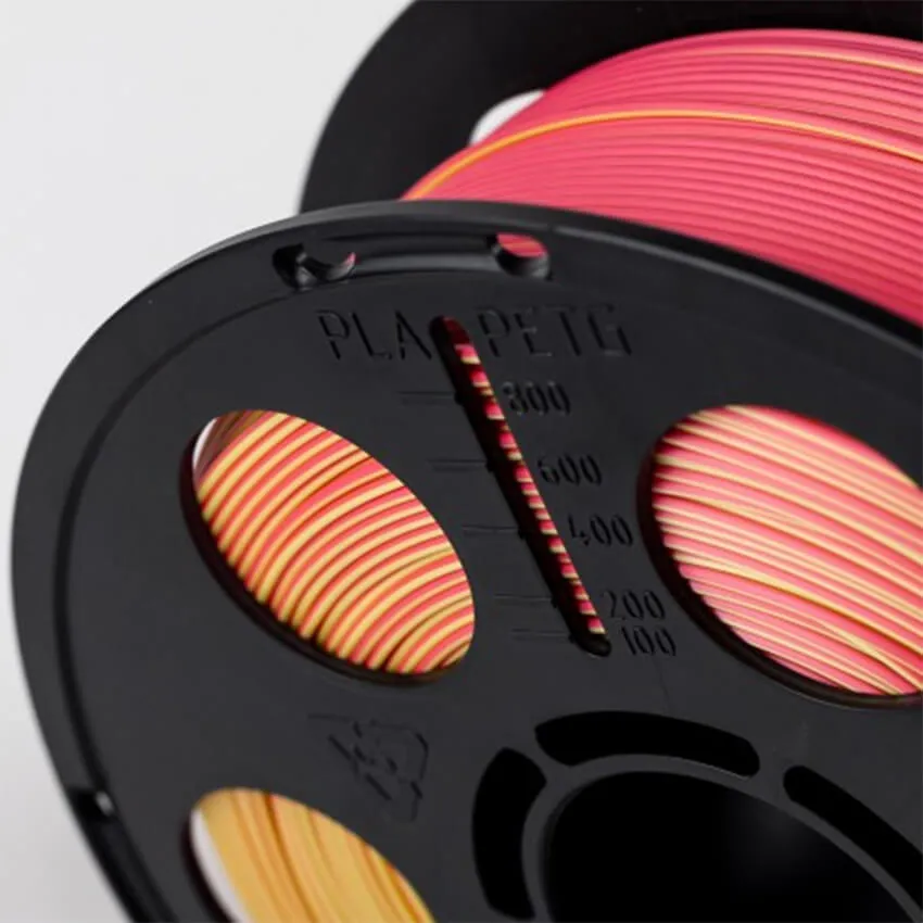 Катушка трёхцветного PLA-шелк  пластика Bestfilament 1.75 мм 1кг., желтый-красный-золото