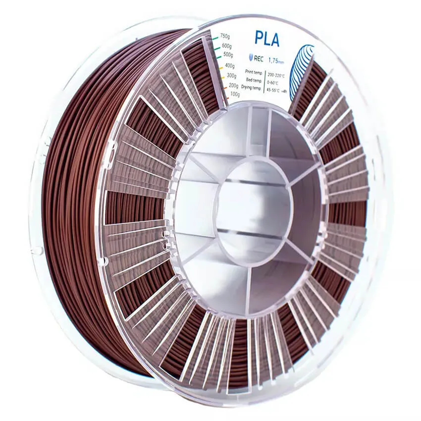 Катушка пластика REC PLA 1.75мм 0,75 кг, коричневая