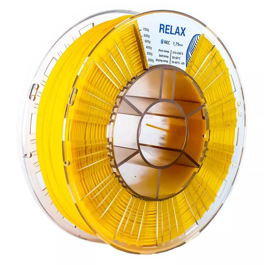 Катушка пластика REC RELAX (PETG) 1.75мм 0,75 кг, желтая