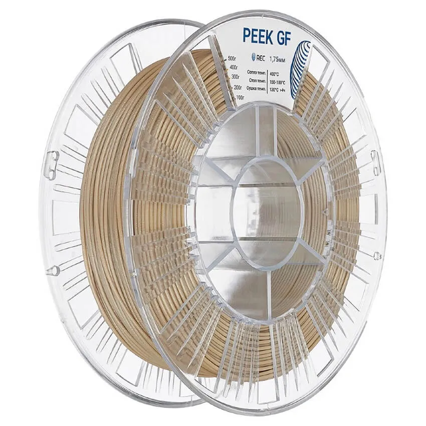 Катушка пластика REC PEEK GF 1.75мм 0.5 кг, натуральная