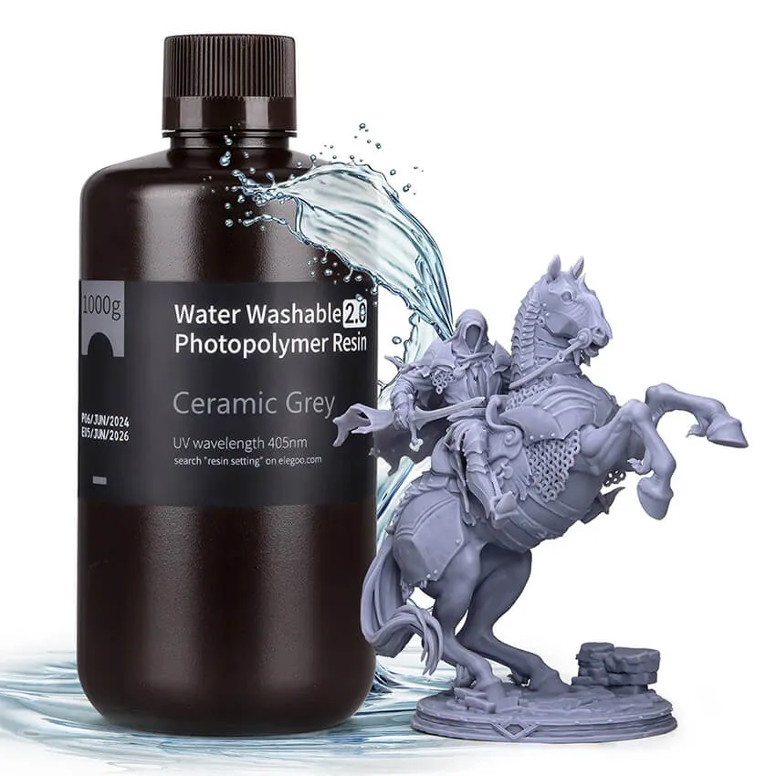 Фотополимерная смола Elegoo Water Washable Resin V2.0, серая (1 кг)