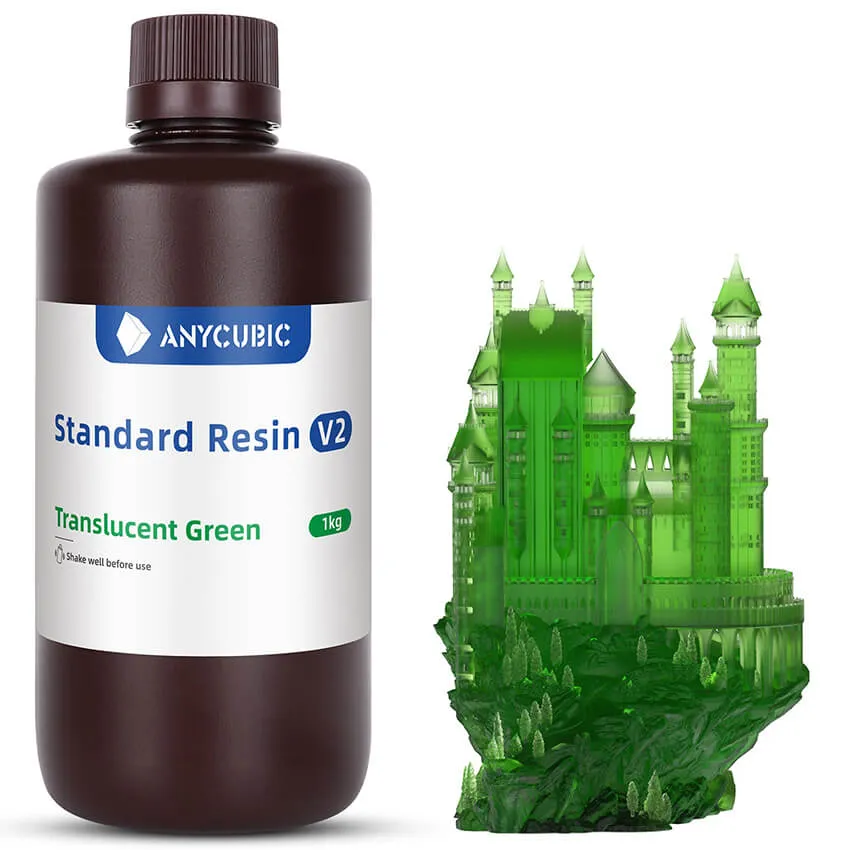Фотополимерная смола Anycubic Standard V2, полупрозрачная зеленая (1 кг)