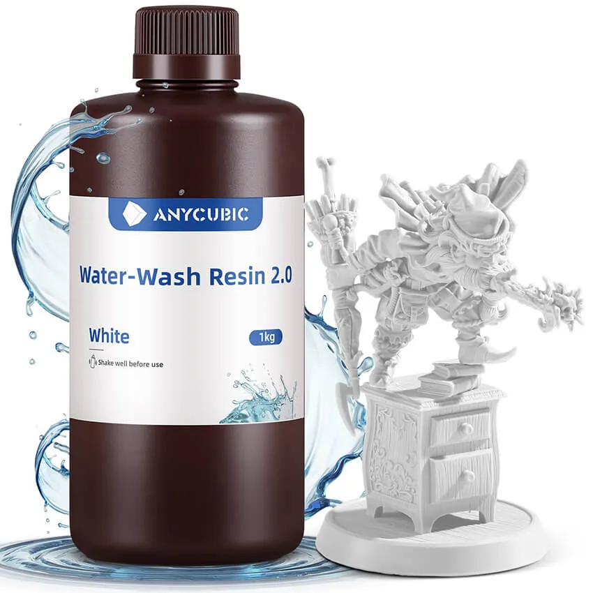 Фотополимерная смола Anycubic Water-Wash Resin 2.0, белая (1 кг)