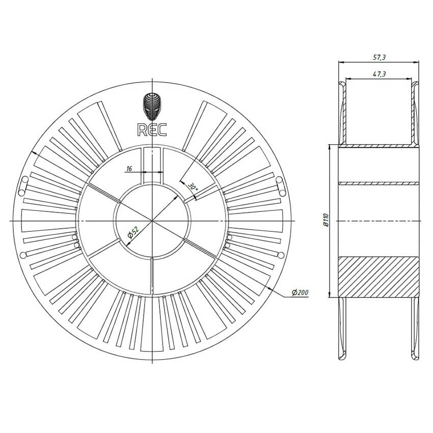 Катушка пластика REC PLA 1.75мм 0,75 кг, серая