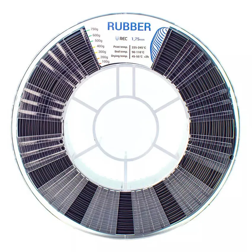 Катушка пластика REC RUBBER 1.75мм 0,75 кг, черная