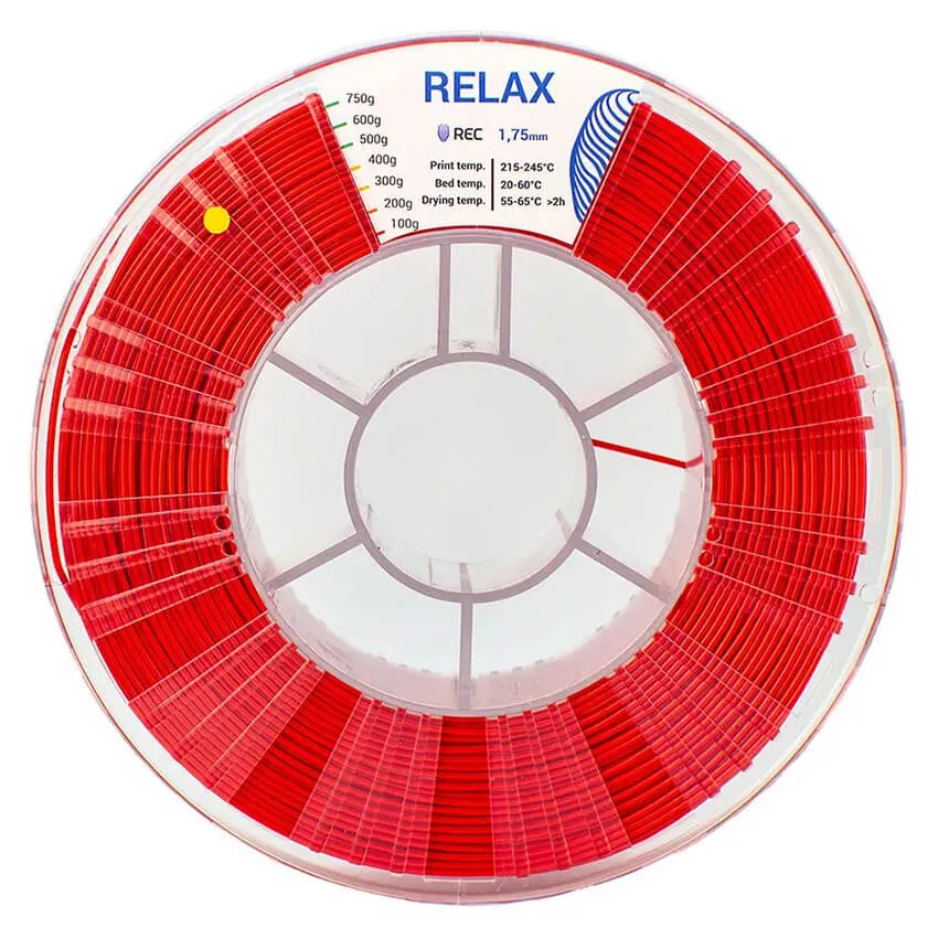 Катушка пластика REC RELAX (PETG) 1.75мм 0,75 кг, красная