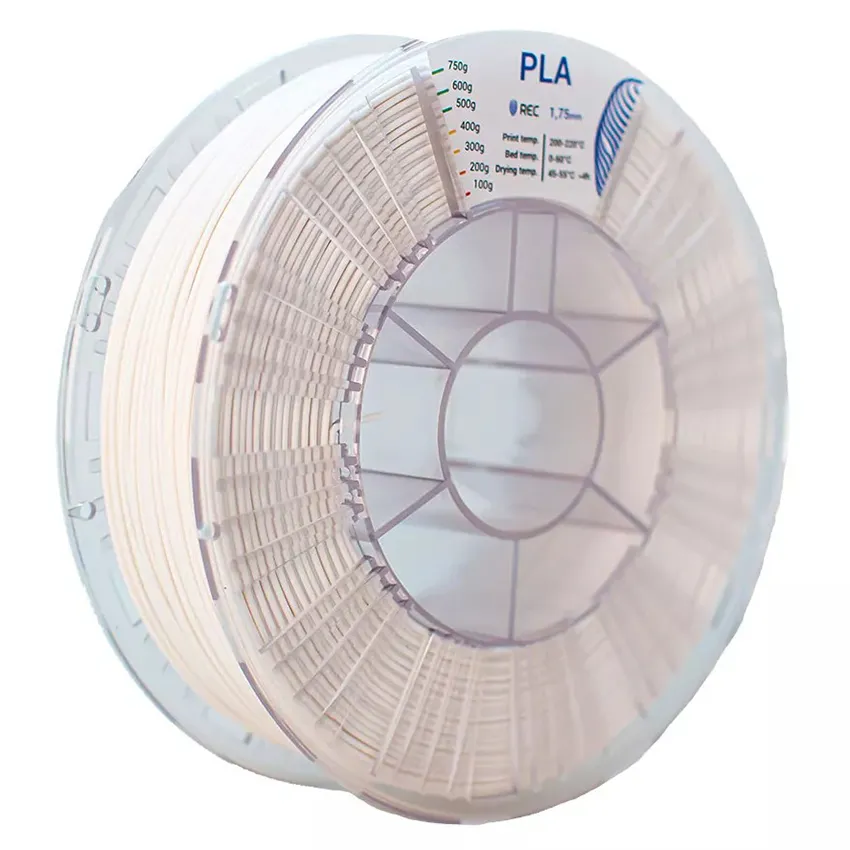 Катушка пластика REC PLA 1.75мм 0,75 кг, белая