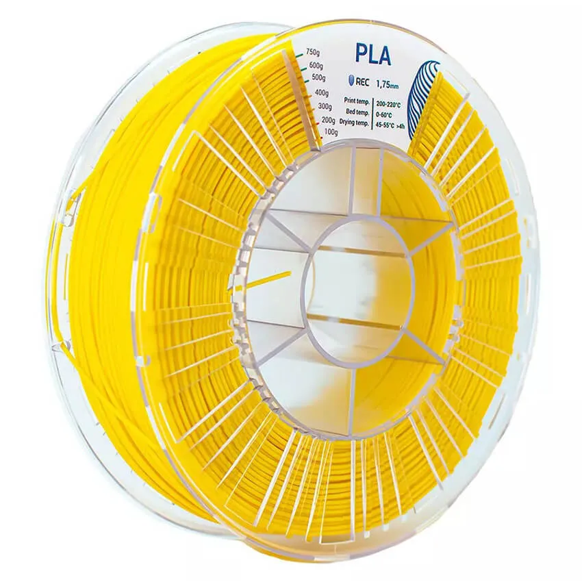 Катушка пластика REC PLA 1.75мм 0,75 кг, желтая