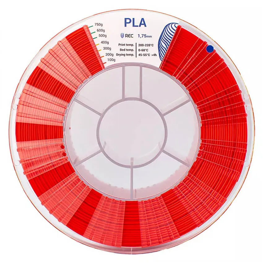 Катушка пластика REC PLA 1.75мм 0,75 кг, красная