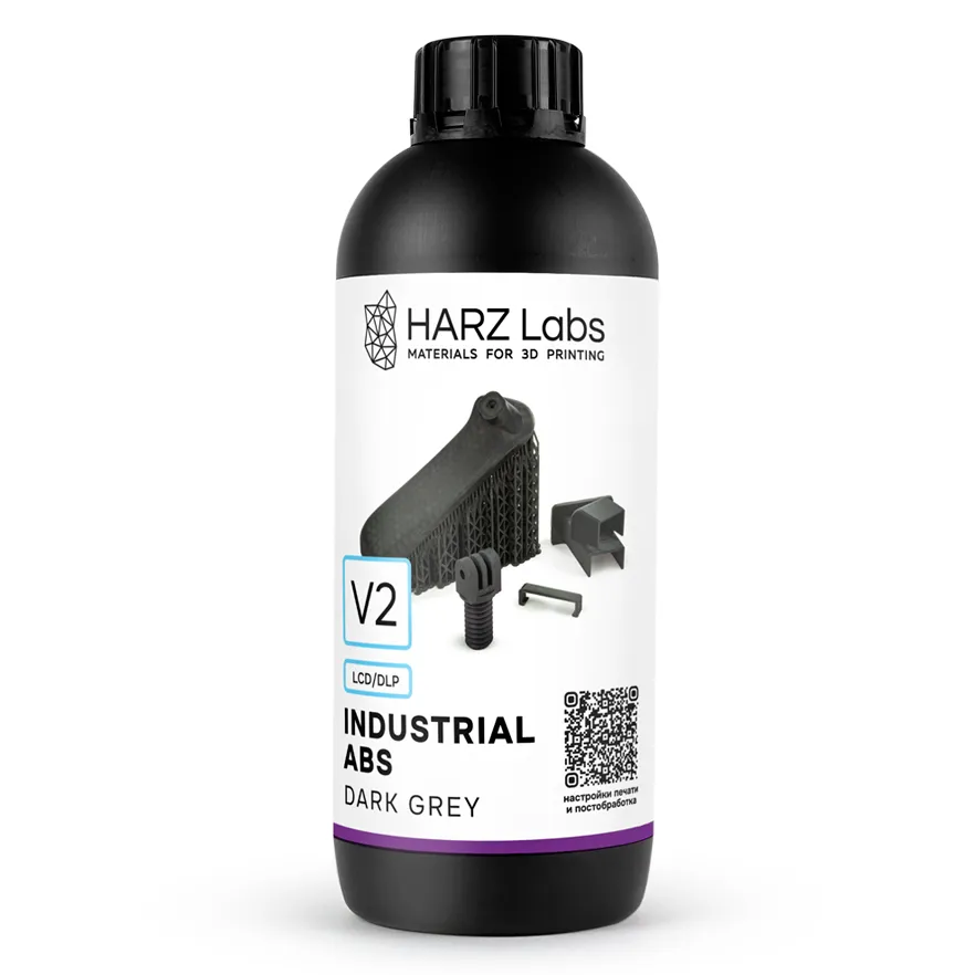 Фотополимерная смола HARZ Labs Industrial ABS V2, темно-серая (1 кг)