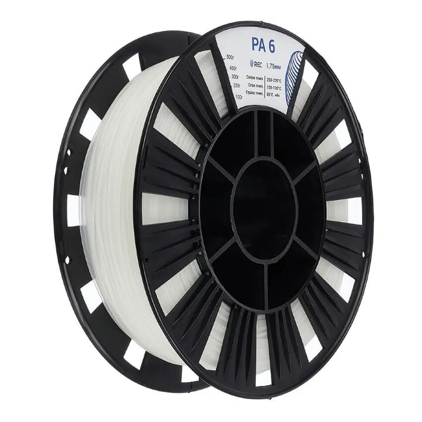 Катушка PA6-пластика REC 1.75мм, 0.5 кг, натуральная (НФ-00002459)