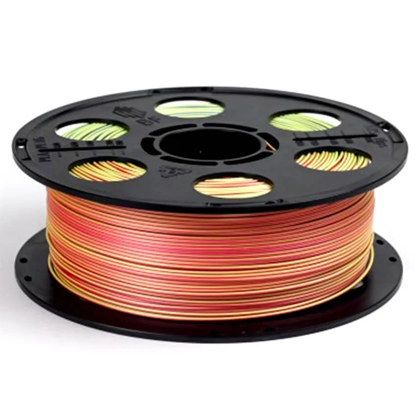 Катушка трёхцветного PLA-шелк  пластика Bestfilament 1.75 мм 1кг., красный-желтый-синий