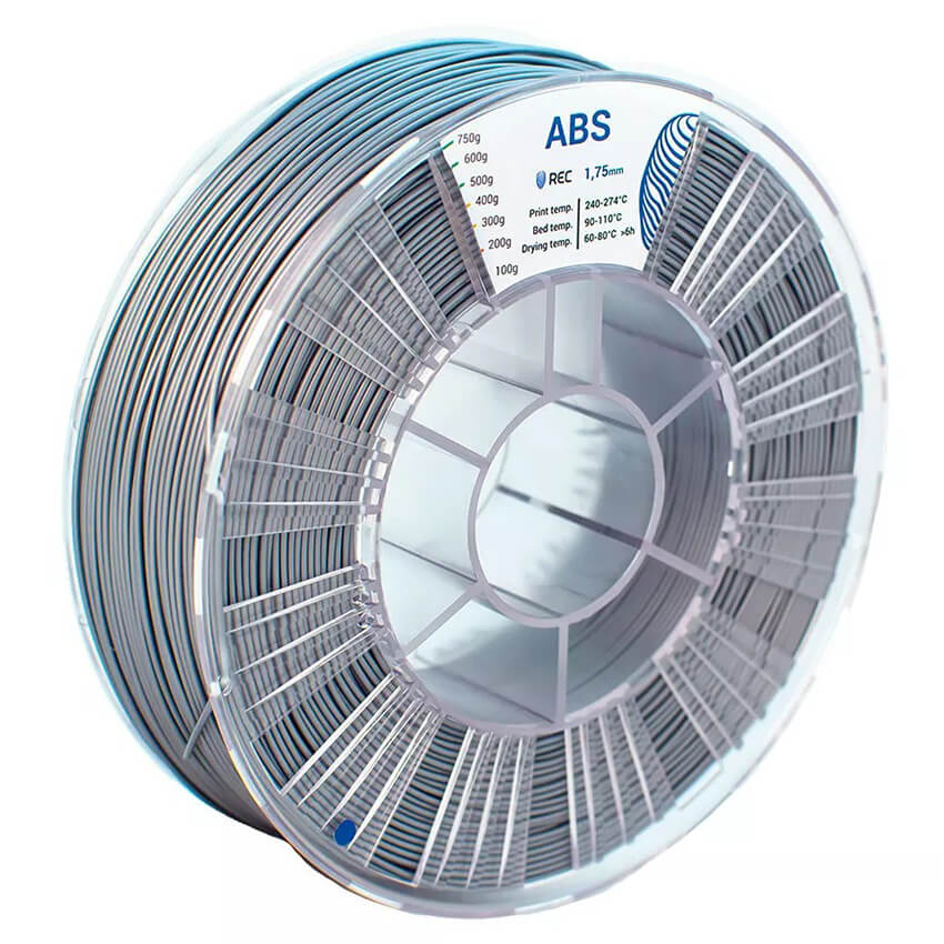 Катушка пластика REC ABS 1.75мм 0,75 кг, серебристая