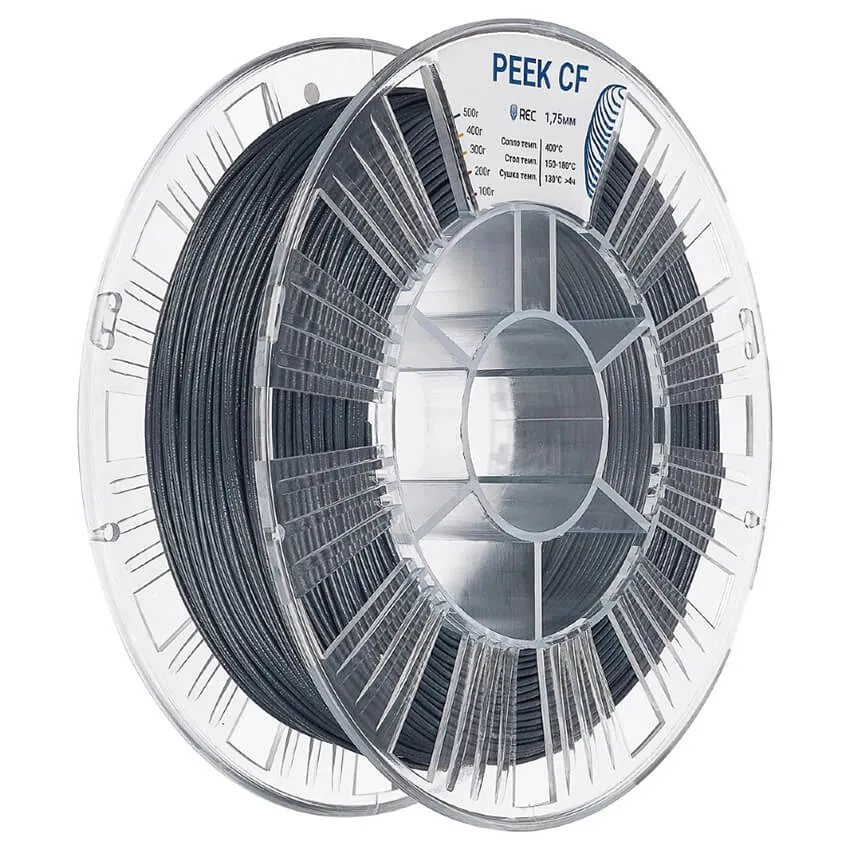 Катушка пластика REC PEEK CF 1.75мм 0.25 кг, серая