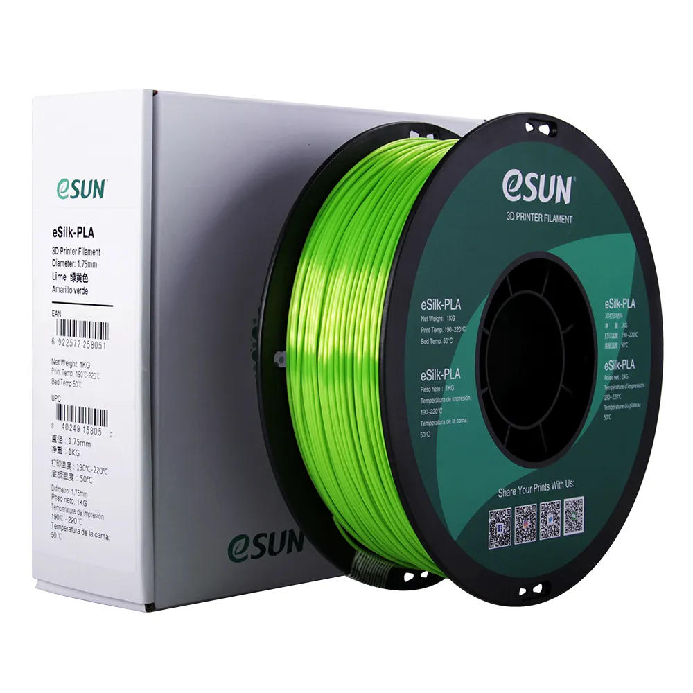 Катушка пластика eSilk-PLA Esun, 1.75 мм, 1 кг, лаймовая