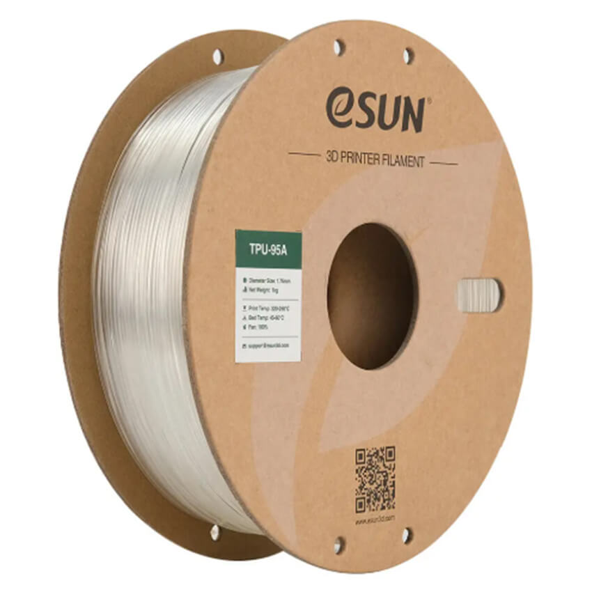 Катушка пластика TPU-95A Esun, 1.75 мм, 1 кг, прозрачная