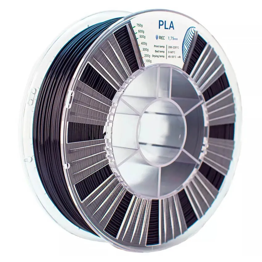Катушка пластика REC PLA 1.75мм 0,75 кг, черная