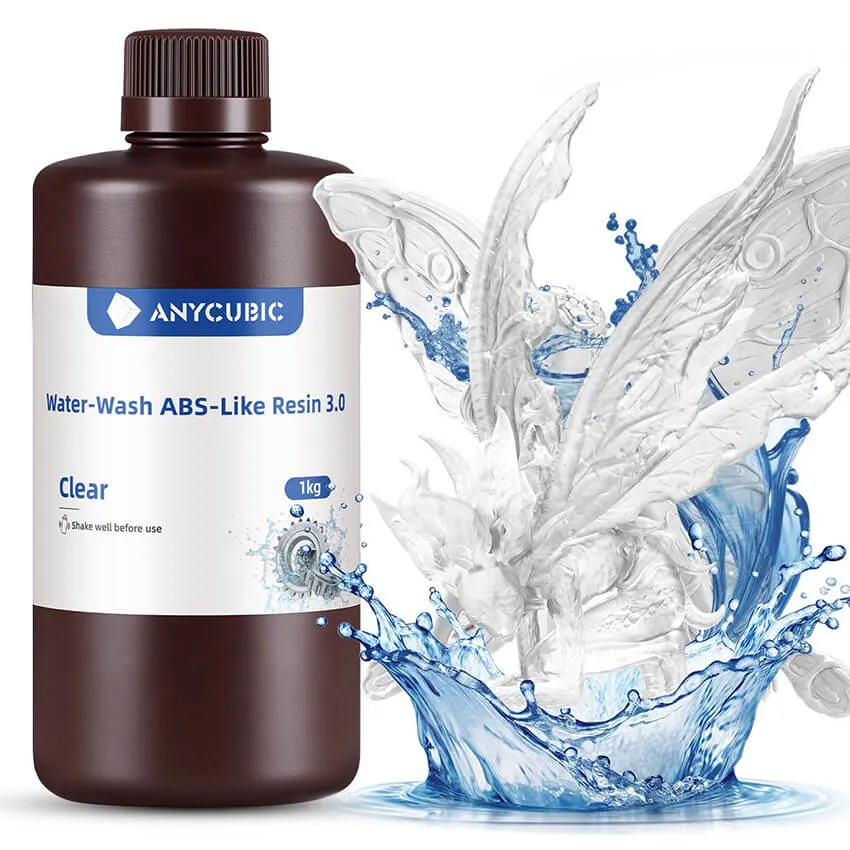 Фотополимерная смола Anycubic Water-Wash ABS-Like Resin 3.0, прозрачная (1 кг)