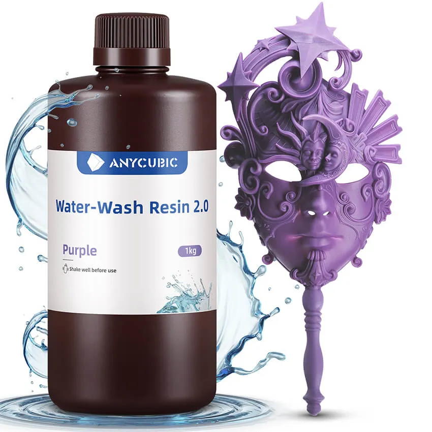 Фотополимерная смола Anycubic Water-Wash Resin 2.0, пурпурная (1 кг)