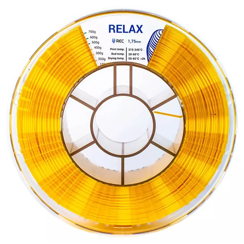 Катушка пластика REC RELAX (PETG) 1.75мм 0,75 кг, желтая