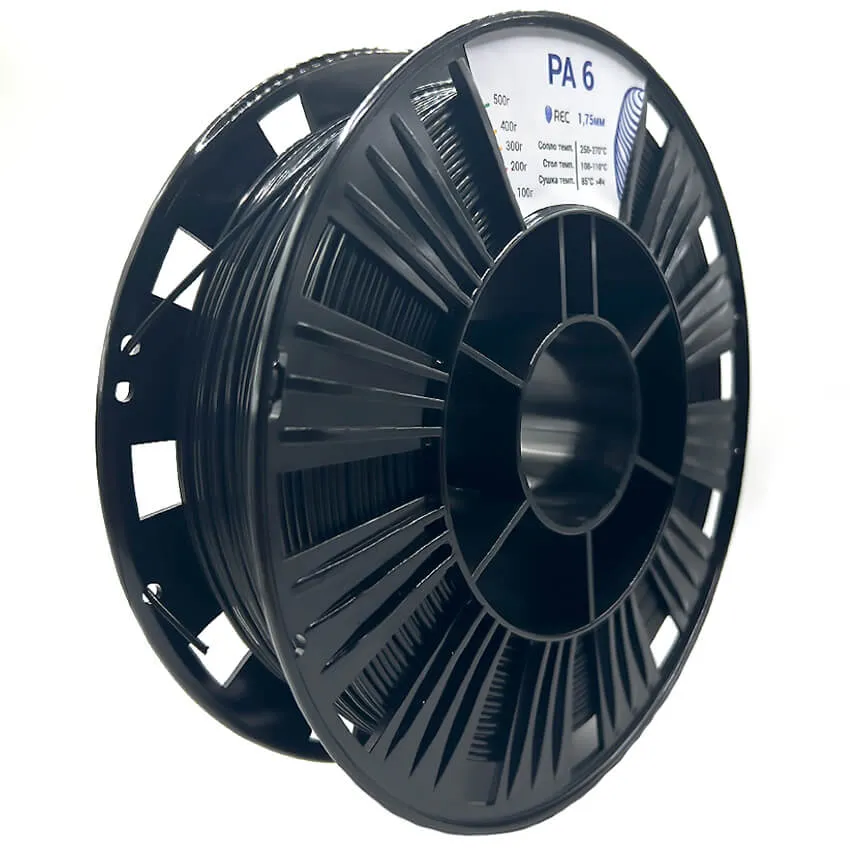 Катушка PA6-пластика REC 1.75мм, 0.5 кг, черная (НФ-00002460)