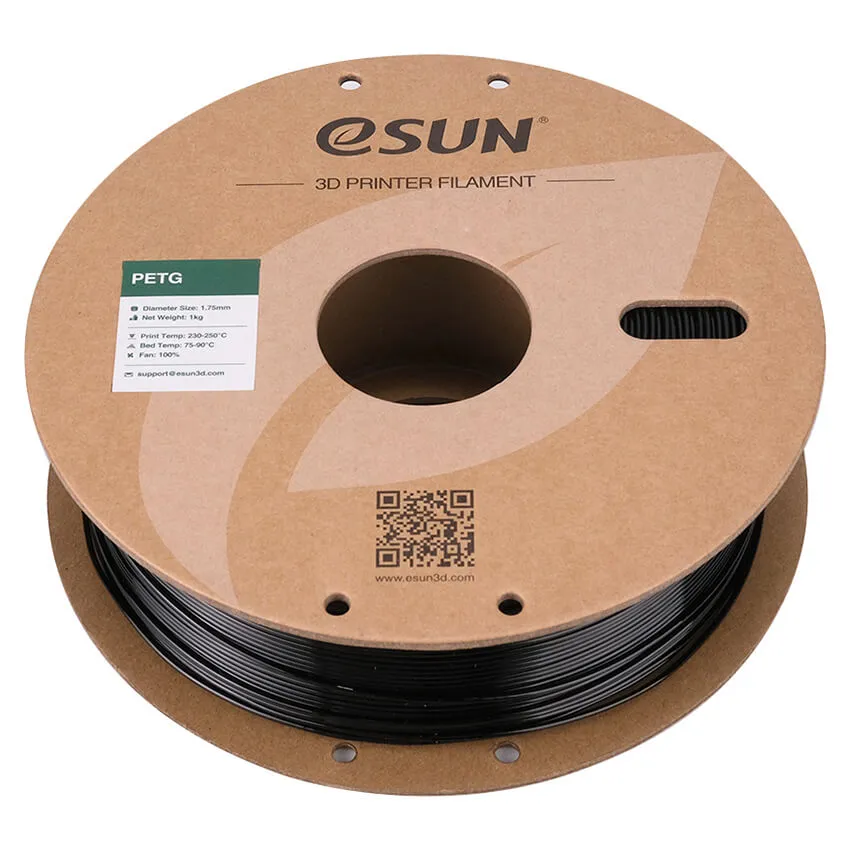 Катушка PETG-пластика ESUN 1.75 мм 1кг, черная (PETG175SB1/PETG175B1P1)
