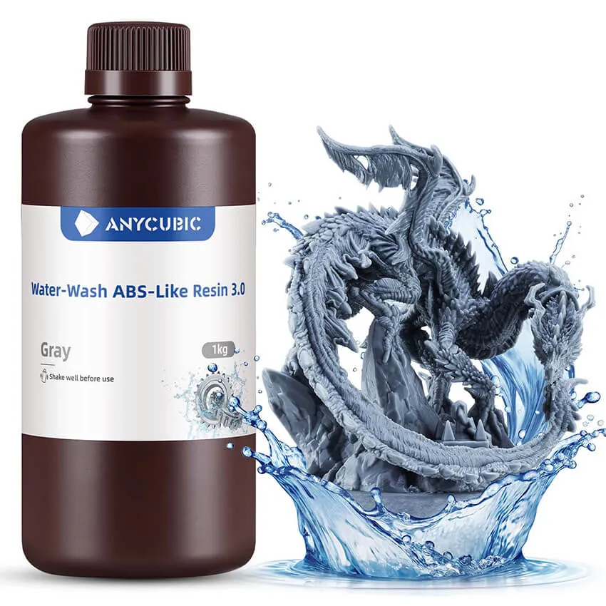 Фотополимерная смола Anycubic Water-Wash ABS-Like Resin 3.0, серая (1 кг)