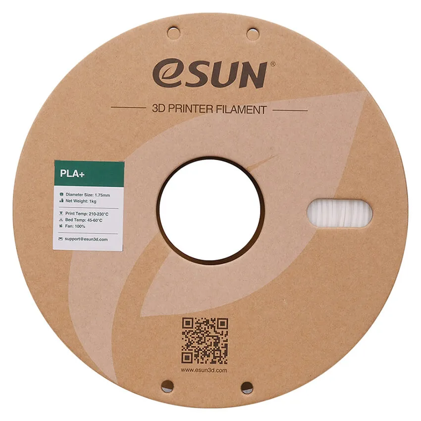 Катушка PLA+ пластика ESUN 1.75 мм 1кг, белая (PLA+175W1/PLA+175W1P1)