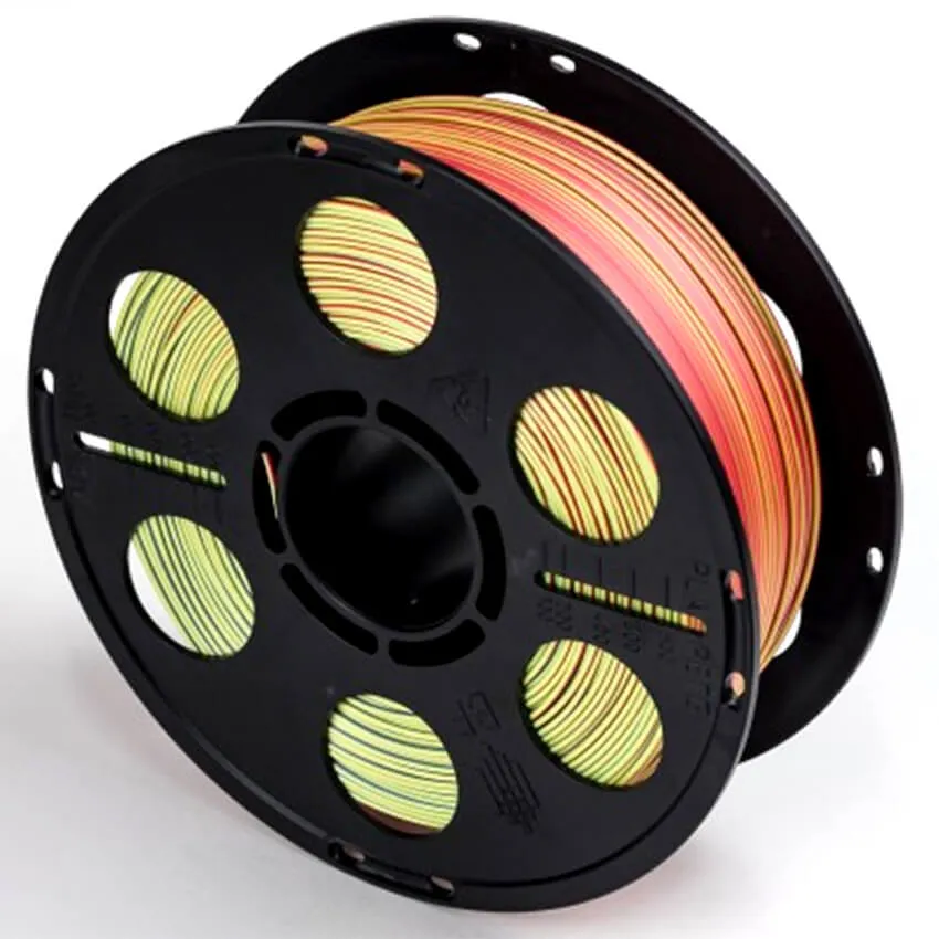 Катушка трёхцветного PLA-шелк  пластика Bestfilament 1.75 мм 1кг., красный-желтый-синий