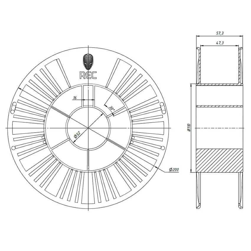 Катушка пластика REC PLA 1.75мм 0,75 кг, черная