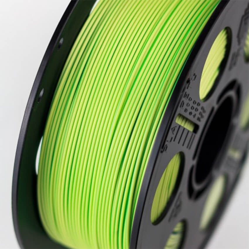 Катушка трёхцветного PLA-шелк  пластика Bestfilament 1.75 мм 1кг., желтый-зеленый-серебро