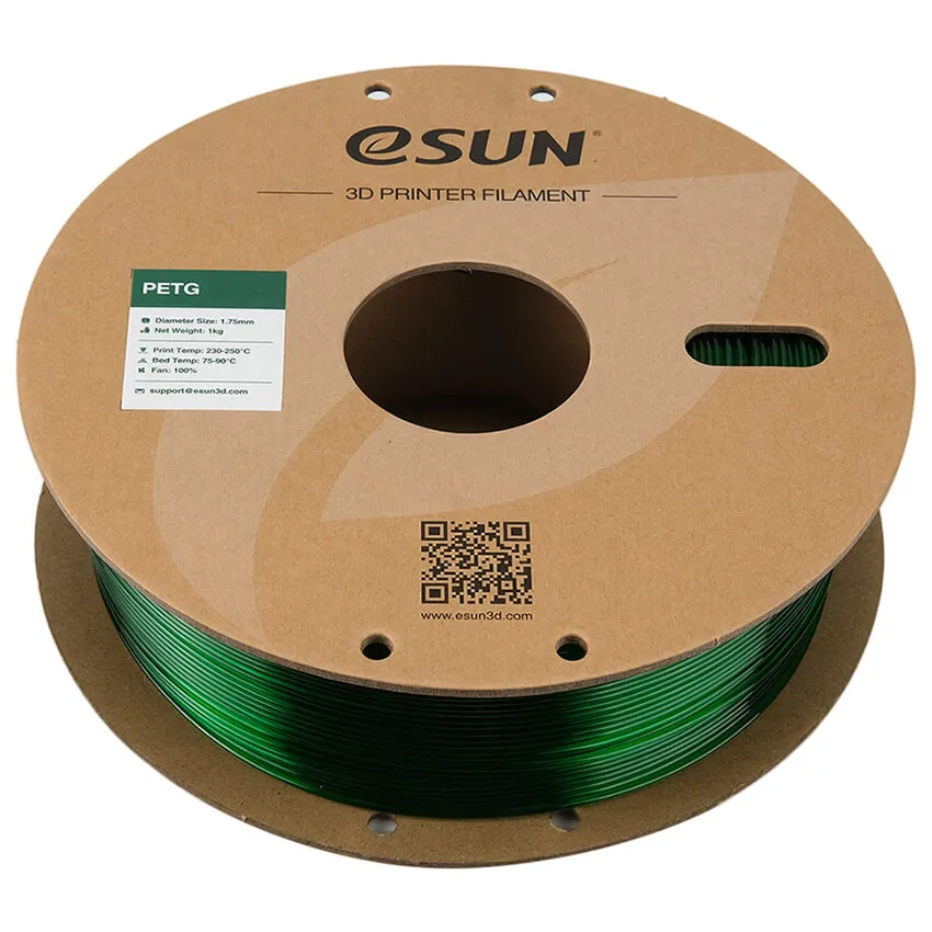 Катушка PETG-пластика ESUN 1.75 мм 1кг., полупрозрачная зелёная (PETG175G1/PETG175T-G1P1)