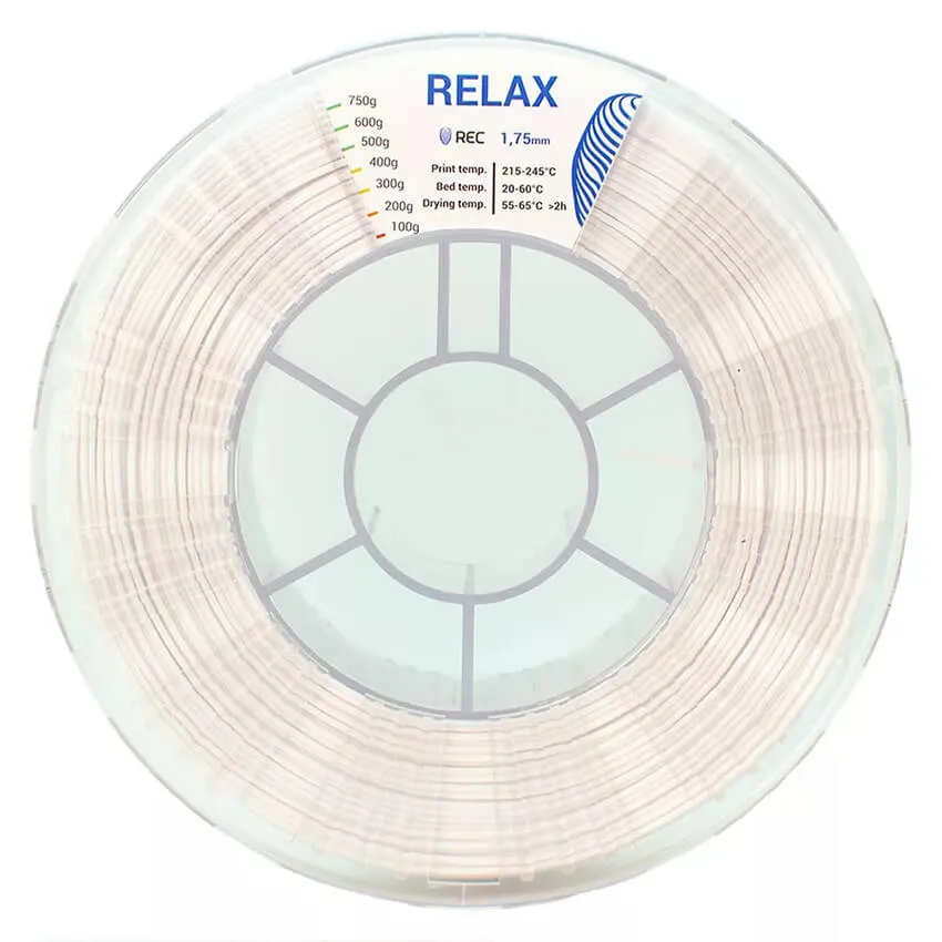Катушка пластика REC RELAX (PETG) 1.75мм 0,75 кг, белая